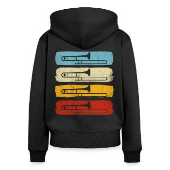 Trompete Blasmusik - Frauen Premium Bio Zip Hoodie - Schwarz - Hinten - Julia (174cm)