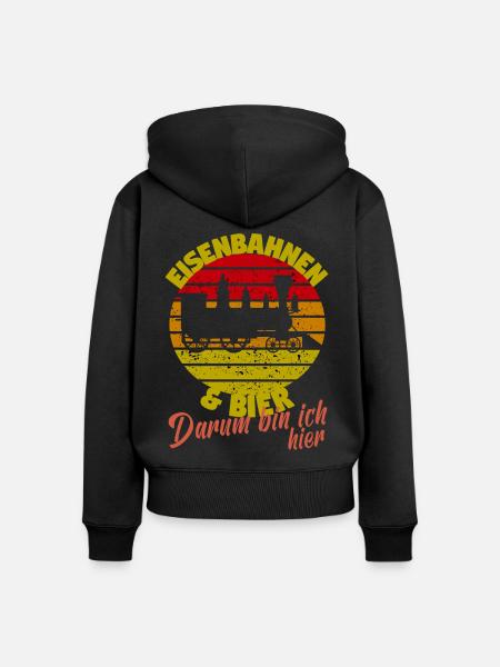 Modeleisenbahner Modeleisenbahn Modellzug Bier - Frauen Premium Bio Zip Hoodie - Schwarz