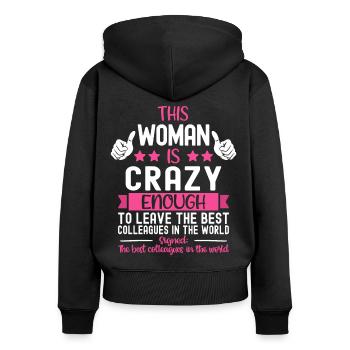 Abschiedsgeschenk Abschied Kollegin Jobwechsel - Frauen Premium Bio Zip Hoodie - Schwarz - Hinten - Julia (174cm)