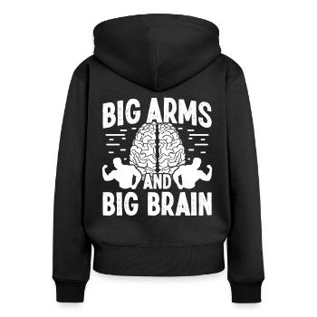 Strongman Big Arms Big Brain Fitness Bodybuilding - Frauen Premium Bio Zip Hoodie - Schwarz - Hinten - Julia (174cm)