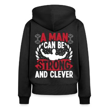 Strongman Strong Et Clever Fitness Musculation - Sweat à capuche zippé Premium bio Femme - noir - Dos - Julia (174cm)