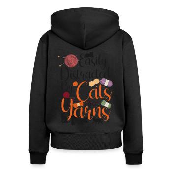 Knitting Knitter Cat Easily - Women's Premium Organic Zip Hoodie - black - Back - Julia (174cm)