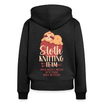 Knitting Knitter Sloth Sloth - Frauen Premium Bio Zip Hoodie - Schwarz - Hinten - Julia (174cm)