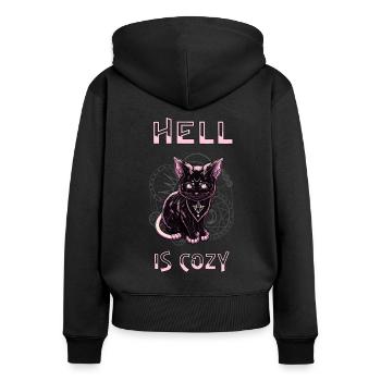 Hell is cozy kitten Satan Goth - Women's Premium Organic Zip Hoodie - black - Back - Julia (174cm)
