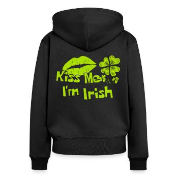 Kiss Me Im Irish Funny St Patricks Day - Frauen Premium Bio Zip Hoodie - Schwarz - Hinten - Julia (174cm)