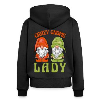 Gartenzwerge Gartenzwerge Crazy Gnome Lady - Frauen Premium Bio Zip Hoodie - Schwarz - Hinten - Julia (174cm)