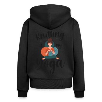 Tricoter Tricoter Tricoter est mon - Sweat à capuche zippé Premium bio Femme - noir - Dos - Julia (174cm)