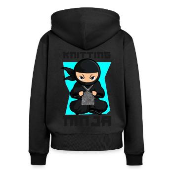 Knitting Knitter Ninja Knitting - Women's Premium Organic Zip Hoodie - black - Back - Julia (174cm)