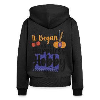 Knitting Knitter It Began As A - Women's Premium Organic Zip Hoodie - black - Back - Julia (174cm)