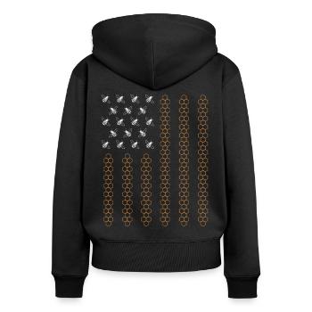 Beekeeper Flag - Frauen Premium Bio Zip Hoodie - Schwarz - Hinten - Julia (174cm)