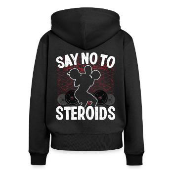 Strongman No To Steroids Gym Fitness Bodybuilding - Women's Premium Organic Zip Hoodie - black - Back - Julia (174cm)