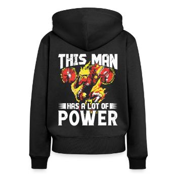 Homme fort beaucoup de puissance fitness musculation - Sweat à capuche zippé Premium bio Femme - noir - Dos - Julia (174cm)