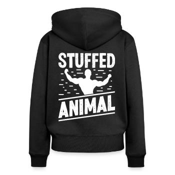 Strongman Stuffed Animal Gym Fitness Bodybuilding - Women's Premium Organic Zip Hoodie - black - Back - Julia (174cm)