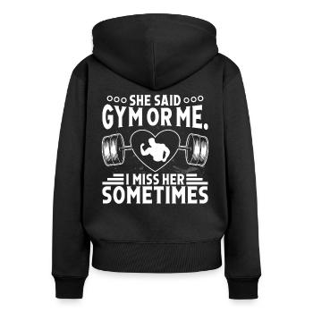 Strongman Gym Or Me Gym Fitness Bodybuilding - Women's Premium Organic Zip Hoodie - black - Back - Julia (174cm)
