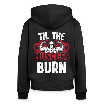 Strongman Til Muscles Burn Fitness Bodybuilding - Women's Premium Organic Zip Hoodie - black - Back - Julia (174cm)