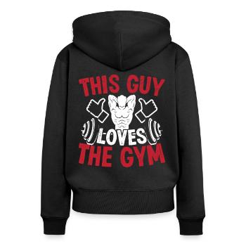 Strongman Guy Loves Gym Gym Fitness Bodybuilding - Frauen Premium Bio Zip Hoodie - Schwarz - Hinten - Julia (174cm)
