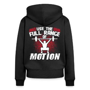Strongman gamme complète de Motion Gym Musculation - Sweat à capuche zippé Premium bio Femme - noir - Dos - Julia (174cm)