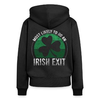 Sortie irlandaise Cadeau rétro de la Saint-Patrick - Sweat à capuche zippé Premium bio Femme - noir - Dos - Julia (174cm)