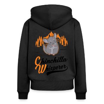 Chinchilla Flüsterer Chinchilla Whisperer - Frauen Premium Bio Zip Hoodie - Schwarz - Hinten - Julia (174cm)