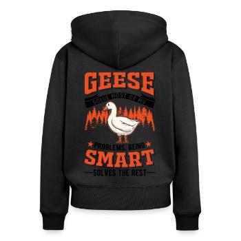 Geese Gift Goose Lovers Goose Breeders - Women's Premium Organic Zip Hoodie - black - Back - Julia (174cm)