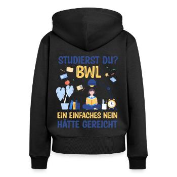 BWL - Frauen Premium Bio Zip Hoodie - Schwarz - Hinten - Julia (174cm)