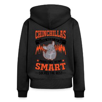 Chinchilla Gift Woolly Short-tailed Chinchilla - Women's Premium Organic Zip Hoodie - black - Back - Julia (174cm)