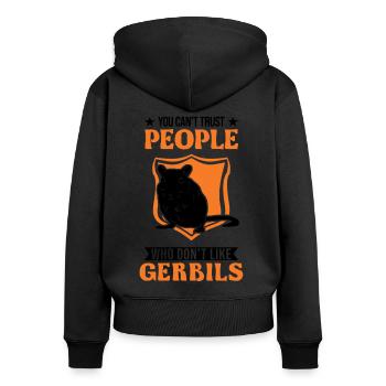 Gerbille Cadeau Rat de course mongol Gerbille - Sweat à capuche zippé Premium bio Femme - noir - Dos - Julia (174cm)