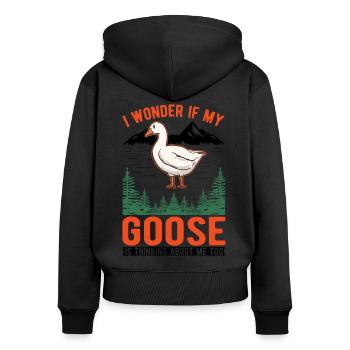 Geese Gift Goose Farmer Goose Goose - Women's Premium Organic Zip Hoodie - black - Back - Julia (174cm)