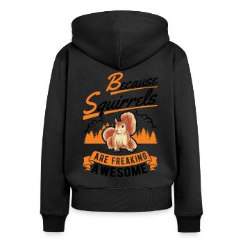 Écureuil Cadeau Écureuil Gris Écureuil - Sweat à capuche zippé Premium bio Femme - noir - Dos - Julia (174cm)