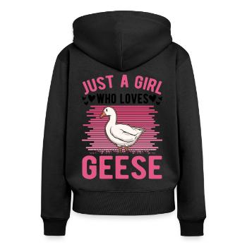 Geese Girls Goose Breeder Goose Goose - Women's Premium Organic Zip Hoodie - black - Back - Julia (174cm)