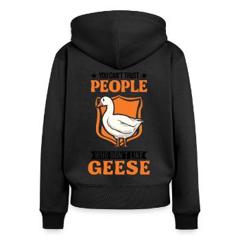 Geese Gift Goose Lovers Goose Breeders - Women's Premium Organic Zip Hoodie - black - Back - Julia (174cm)