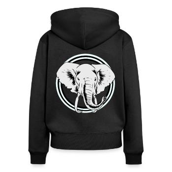Elephant Africa Elephants Wildlife Zoo Pachyderms - Women's Premium Organic Zip Hoodie - black - Back - Julia (174cm)