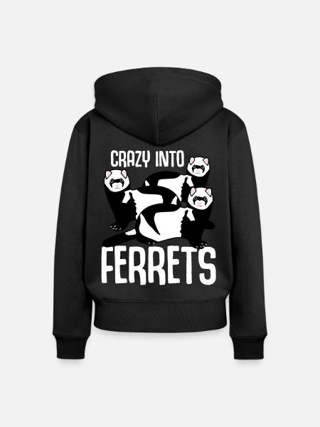 Crazy into Ferrets - Frauen Premium Bio Zip Hoodie - Schwarz