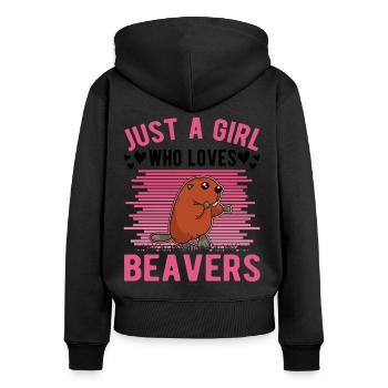 Beaver Girl Beaver Dam - Sweat à capuche zippé Premium bio Femme - noir - Dos - Julia (174cm)