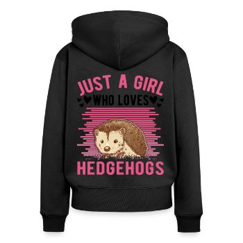 Hérisson Fille Épineux - Sweat à capuche zippé Premium bio Femme - noir - Dos - Julia (174cm)