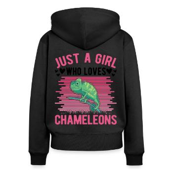 Caméléon Fille Caméléon - Sweat à capuche zippé Premium bio Femme - noir - Dos - Julia (174cm)