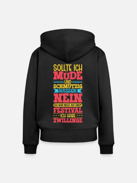 Müde und schmutzig - Zwillinge - Frauen Premium Bio Zip Hoodie - Schwarz