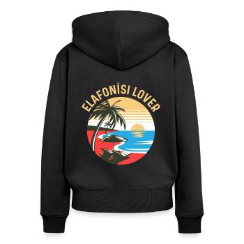 Elafonisi Lover - Frauen Premium Bio Zip Hoodie - Schwarz - Hinten - Julia (174cm)