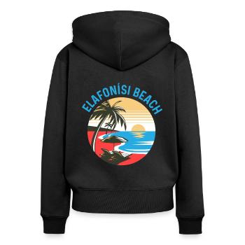 Elafonisi Beach - Frauen Premium Bio Zip Hoodie - Schwarz - Hinten - Julia (174cm)
