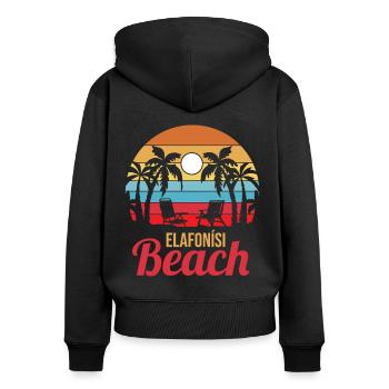 Elafonisi Beach - Frauen Premium Bio Zip Hoodie - Schwarz - Hinten - Julia (174cm)