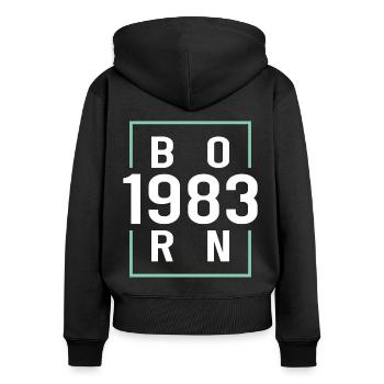 40. Geburtstag Jahrgang 1983 Born 1983 - Frauen Premium Bio Zip Hoodie - Schwarz - Hinten - Julia (174cm)