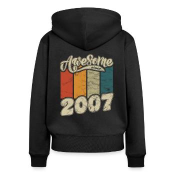 2007 Anniversaire génial depuis Retro - Sweat à capuche zippé Premium bio Femme - noir - Dos - Julia (174cm)