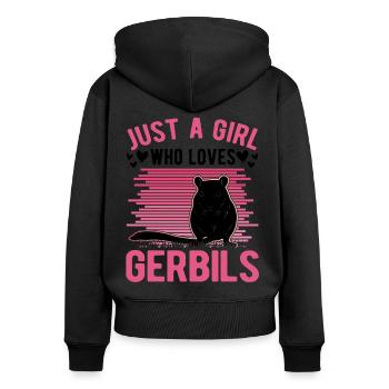 Juste une fille qui aime la fille de Gerbille Gerbille Gerbille - Sweat à capuche zippé Premium bio Femme - noir - Dos - Julia (174cm)