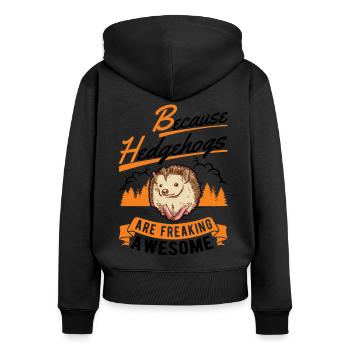 Parce que les hérissons sont géniaux Igel - Sweat à capuche zippé Premium bio Femme - noir - Dos - Julia (174cm)
