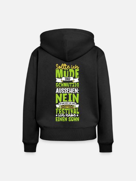 Müde und schmutzig - Sohn - Frauen Premium Bio Zip Hoodie - Schwarz
