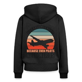 Aircraft Mechanic - Frauen Premium Bio Zip Hoodie - Schwarz - Hinten - Julia (174cm)
