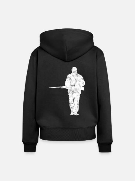 Jäger Jagen Silhouette - Frauen Premium Bio Zip Hoodie - Schwarz