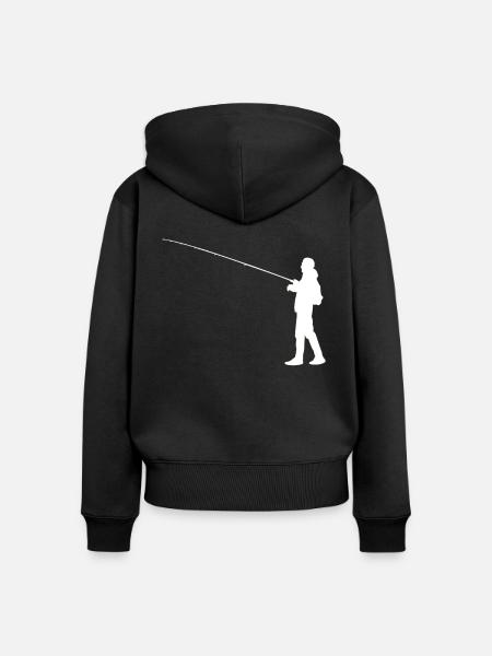 Angeln Angler Silhouette - Frauen Premium Bio Zip Hoodie - Schwarz