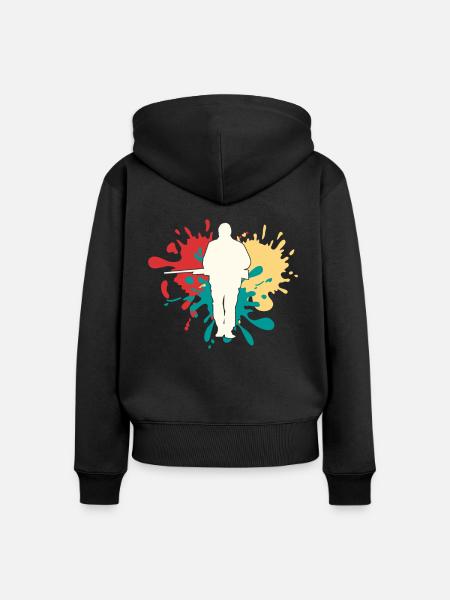 Jäger Jagen Silhouette - Frauen Premium Bio Zip Hoodie - Schwarz