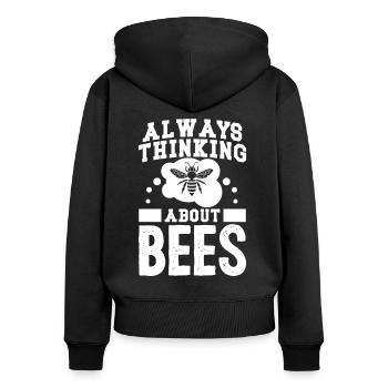 Imker Always Thinking About Bees Bienen Imkerei - Frauen Premium Bio Zip Hoodie - Schwarz - Hinten - Julia (174cm)